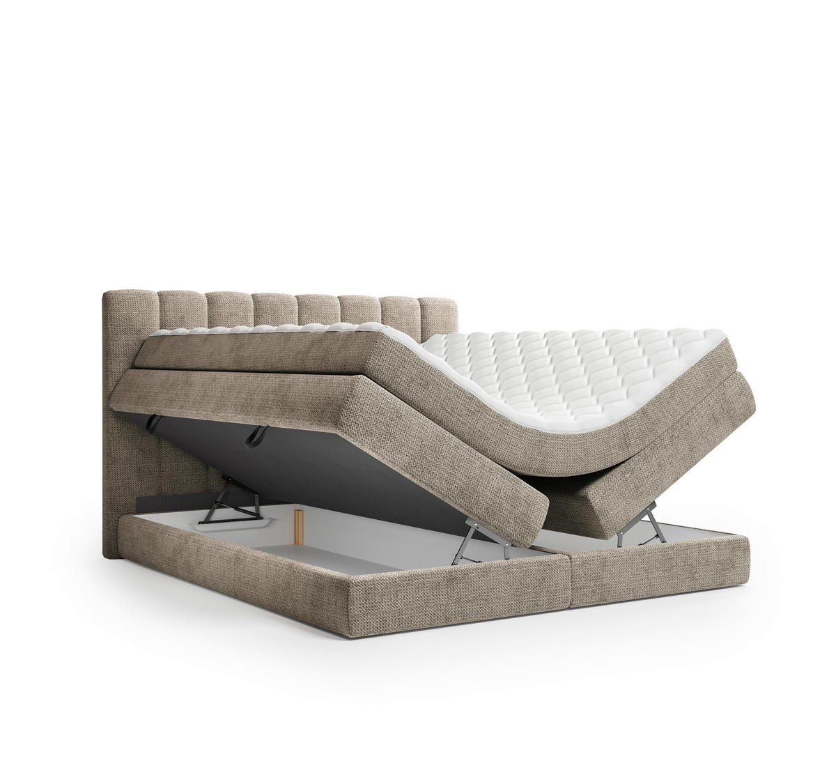 BOXSPRINGBETT 140/200 cm,  in Braun, Bettkasten, Matratzen, H2 + H3 = mittel + fest  - Schwarz/Braun, KONVENTIONELL, Kunststoff/Textil (140/200cm) - Carryhome