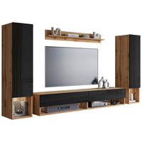 DNEVNI REGAL,  hrast wotan, črna, visoki sijaj  - hrast wotan/črna, Basics, leseni material (245/130/32cm) - P & B