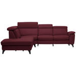 ECKSOFA in Echtleder Weinrot  - Weinrot/Schwarz, Design, Leder/Metall (239/289cm) - Cantus