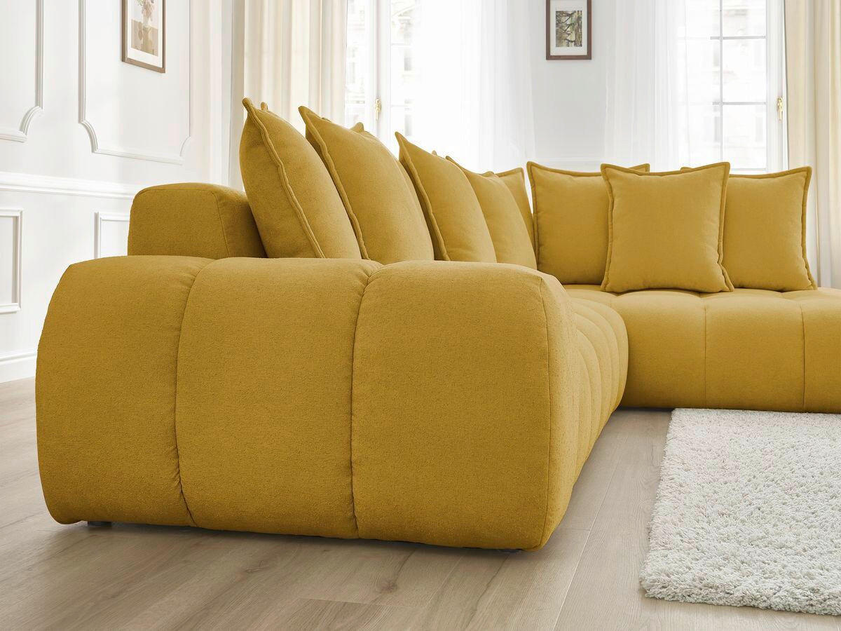 ECKSOFA Ottomane rechts  EVEREST Gelb Struktur  - Gelb/Schwarz, MODERN, Kunststoff/Textil (352/210cm) - Livetastic