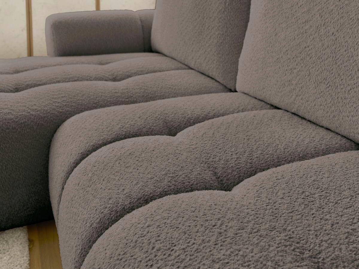 ECKSCHLAFSOFA FUJI Bouclé Taupe  inkl.  - Taupe/Schwarz, MODERN, Kunststoff/Textil (160/292cm)