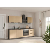 KÜCHENBLOCK 240 cm   in Graphitfarben, Eichefarben  - Eichefarben/Schwarz, LIFESTYLE, Holzwerkstoff/Metall (240cm) - Held