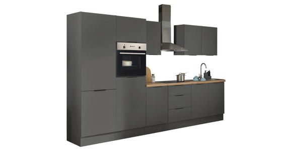 KÜCHENBLOCK in Graphitfarben - Schwarz/Graphitfarben, Basics, Holzwerkstoff/Metall (330/211/60cm) - Xora