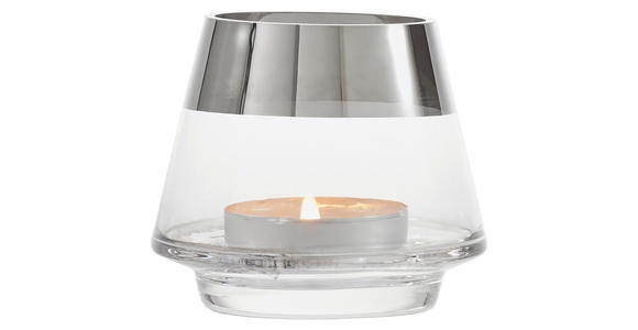 WINDLICHT Klar, Silberfarben, Chromfarben 10/9 cm - Klar/Chromfarben, LIFESTYLE, Glas (10/9cm) - Ambia Home