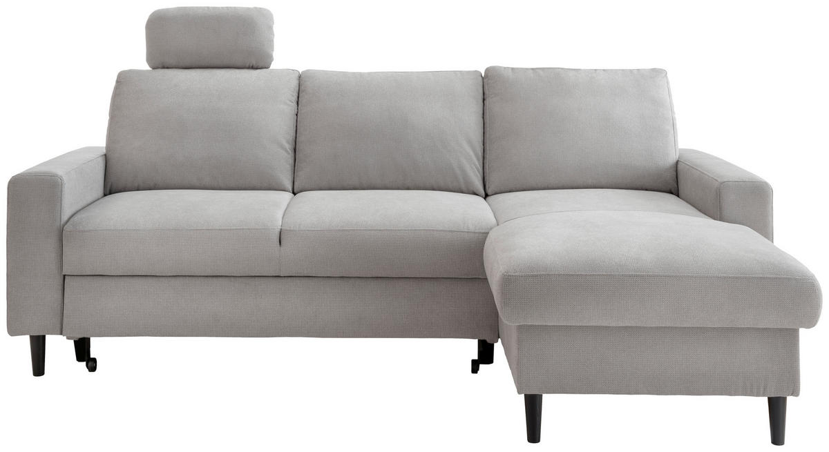 ECKSCHLAFSOFA Chenille Grau  - Schwarz/Grau, MODERN, Holz/Textil (234/147cm) - Livetastic