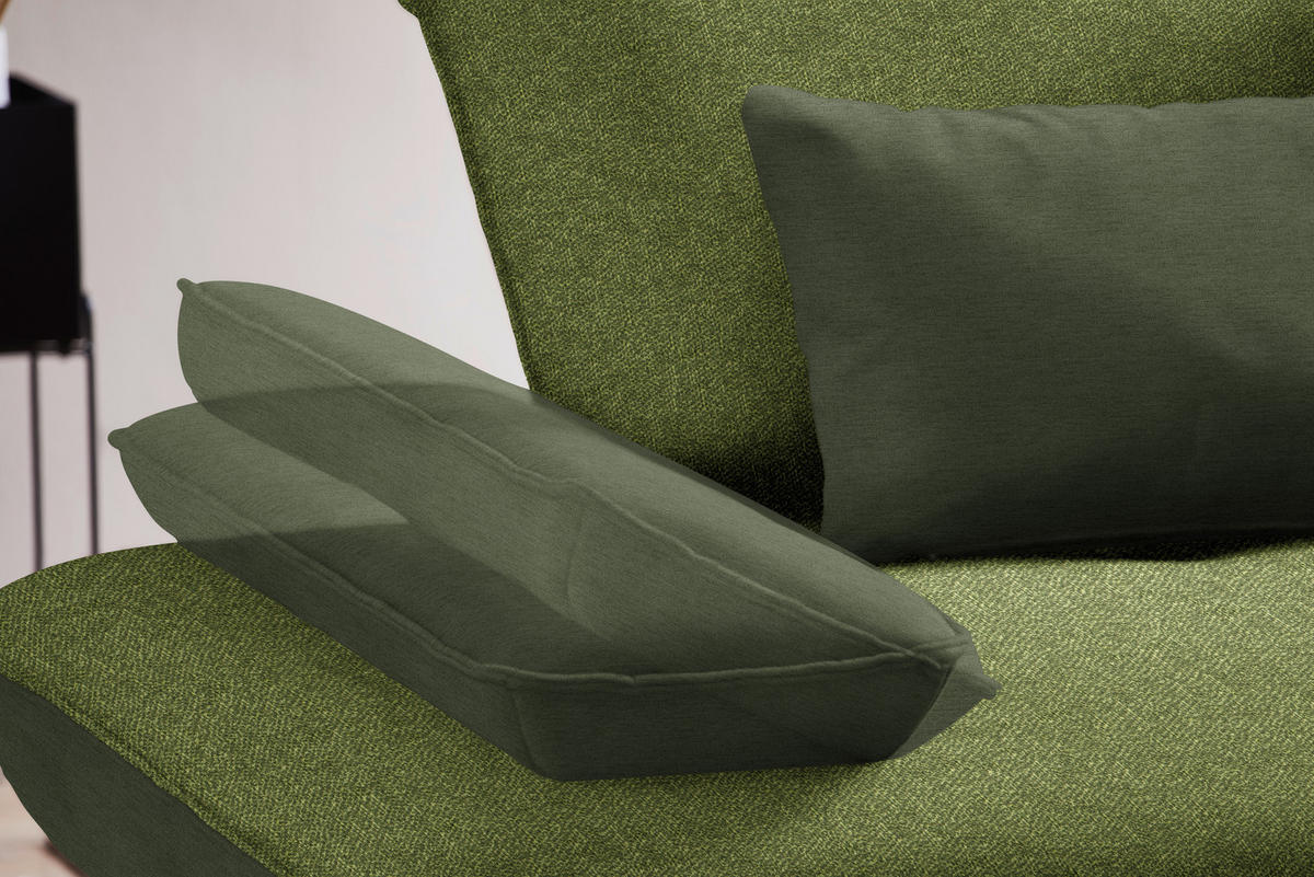 ECKSOFA in Flachgewebe Grün  - Schwarz/Grün, Design, Textil/Metall (250/310cm) - Moderano