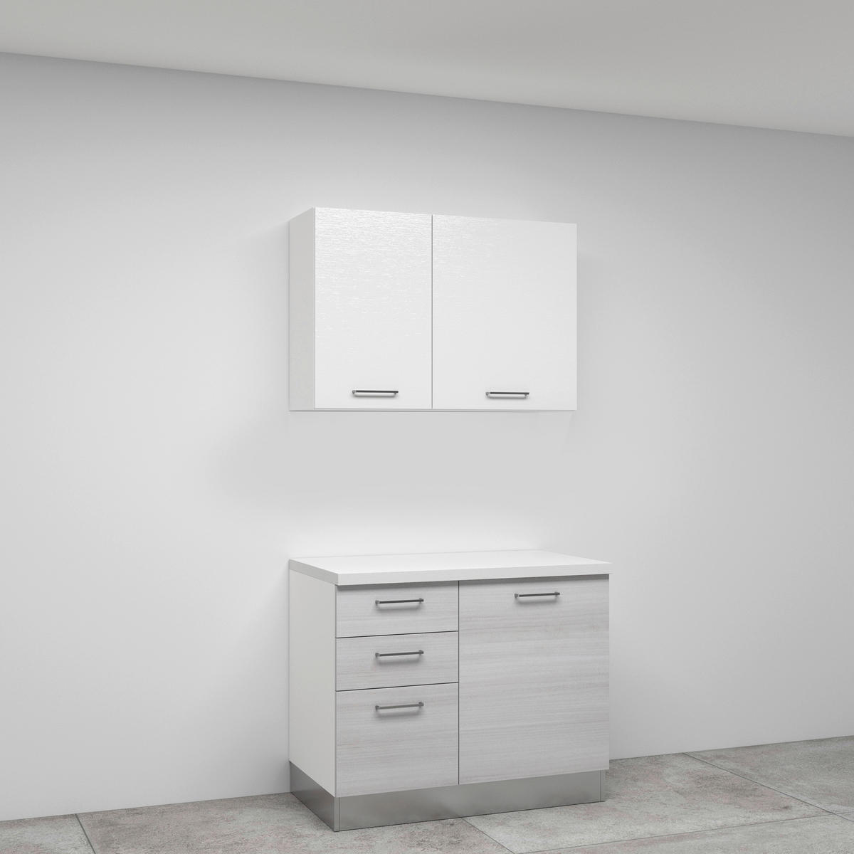 KÜCHENBLOCK 270 cm   in Weiß, Eukalyptusholzfarben  - Eukalyptusholzfarben/Alufarben, LIFESTYLE, Holzwerkstoff/Kunststoff (270cm) - MID.YOU