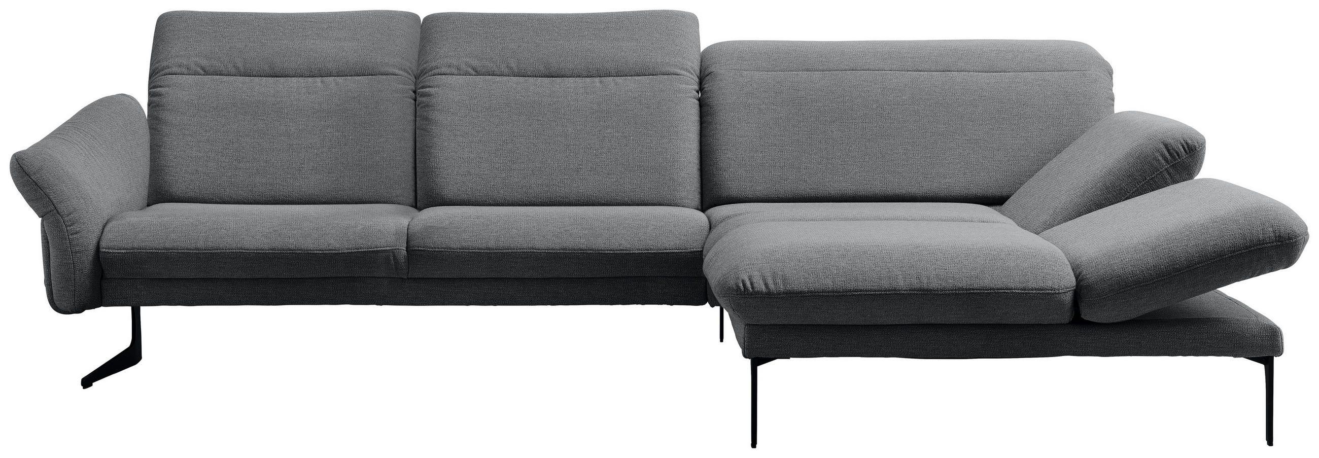 ECKSOFA Hellgrau Webstoff Rücken echt, Kopfteilverstellung, Sitztiefenverstellung  - Anthrazit/Hellgrau, Design, Textil/Metall (299/203cm) - Himolla