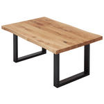 COUCHTISCH Eiche massiv 110/70/45 cm rechteckig Schwarz, Eichefarben  - Eichefarben/Schwarz, Design, Holz/Metall (110/70/45cm) - Linea Natura