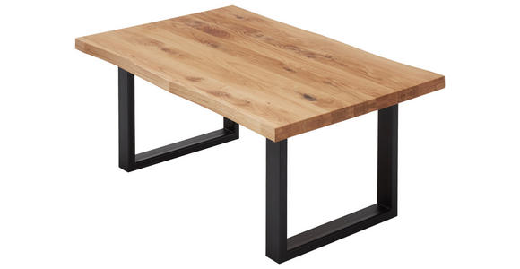 COUCHTISCH Eiche massiv 110/70/45 cm rechteckig Schwarz, Eichefarben  - Eichefarben/Schwarz, Design, Holz/Metall (110/70/45cm) - Linea Natura