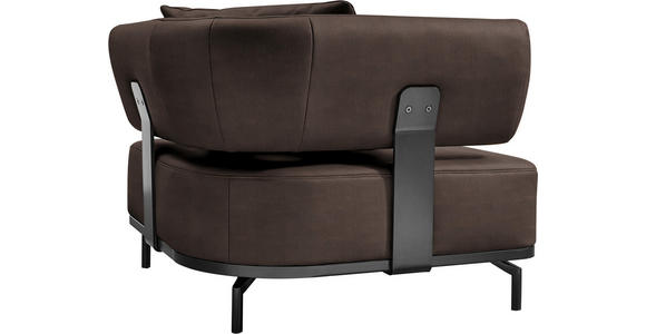 SESSEL in Echtleder Dunkelbraun - Dunkelbraun/Schwarz, Design, Leder/Metall (98/85/98cm) - Dieter Knoll