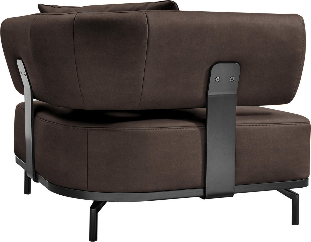 SESSEL in Echtleder Dunkelbraun  - Dunkelbraun/Schwarz, Design, Leder/Metall (98/85/98cm) - Dieter Knoll
