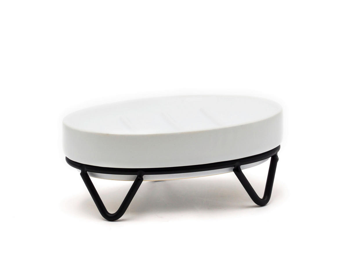 MISKA NA MYDLO čierna, biela - čierna/biela, Basics, kov/keramika (12,5/8/5cm) - Sadena