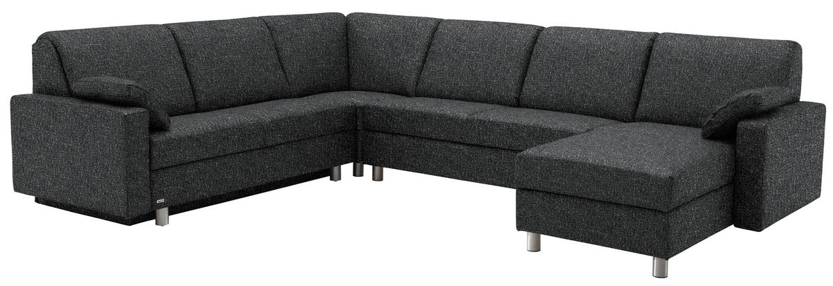 WOHNLANDSCHAFT  in Mikrovelours Anthrazit  - Anthrazit/Alufarben, KONVENTIONELL, Textil (237/323/158cm) - Sedda