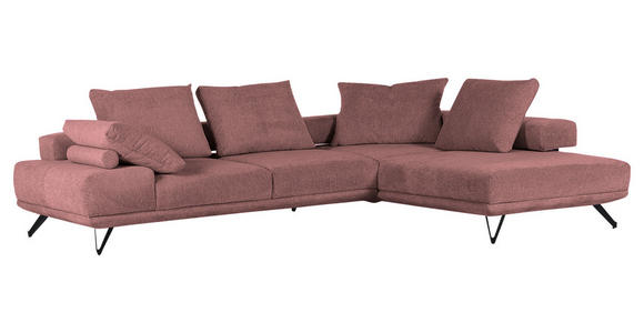 ECKSOFA Altrosa Flachgewebe  - Schwarz/Altrosa, KONVENTIONELL, Textil/Metall (310/240cm) - Carryhome