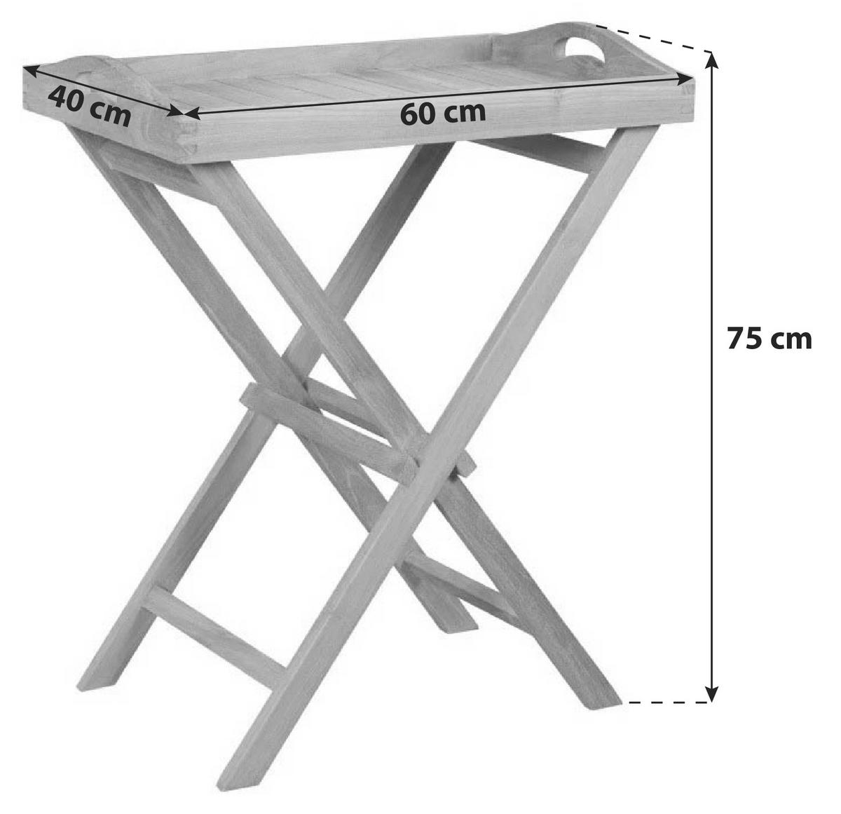 GARTENKLAPPTISCH Holz rechteckig  - Teakfarben, Basics, Holz (40/75/60cm) - Gardenson