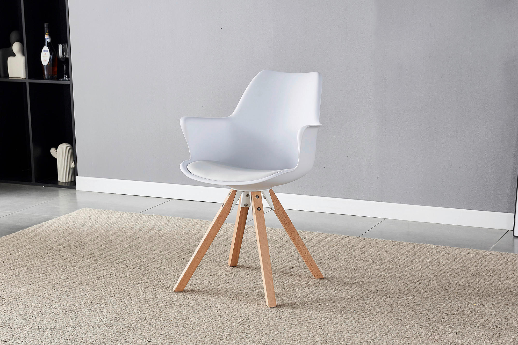 SADA STOLIČIEK S PODRÚČKAMI 2 kus - biela/farba duba, Modern, drevo/textil (58/84/61cm) - Livetastic