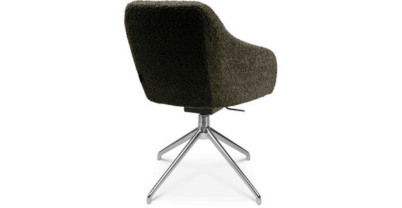 ARMLEHNSTUHL in Aluminium Bouclé - Dunkelgrün/Alufarben, Design, Textil/Metall (58/81,5-84,5/60cm) - Johann Jakob