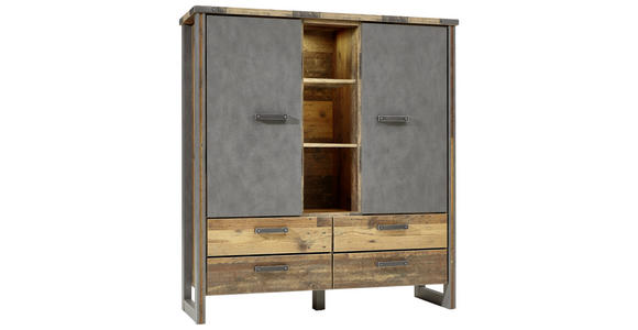 HIGHBOARD Grau, Pinienfarben  - Anthrazit/Grau, KONVENTIONELL, Holzwerkstoff/Kunststoff (139/152/42cm) - Hom`in