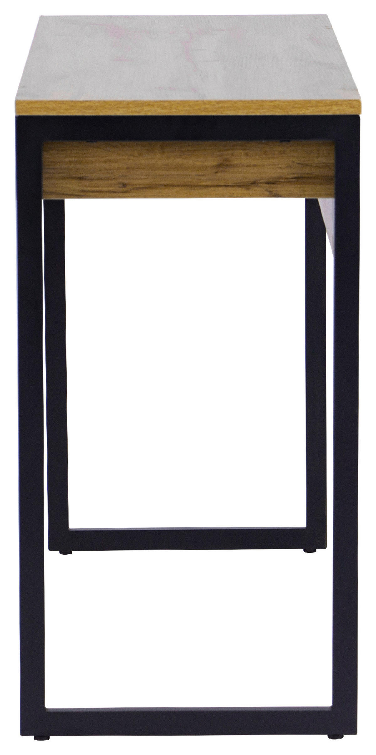 SCHREIBTISCH  in Schwarz, Eichefarben  - Weiss/Schwarz Hochglanz, Modern, Holzwerkstoff/Metall (101.6/76/40cm) - MID.YOU