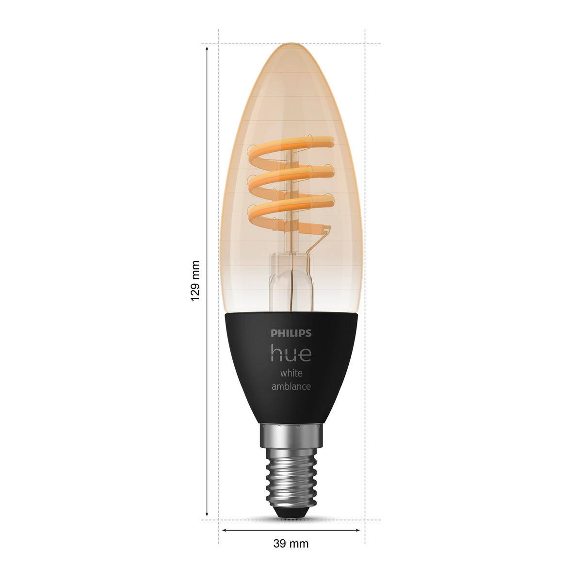 LED-FILAMENT-LEUCHTMITTEL   E14 4,6 W  - Transparent/Schwarz, Basics, Glas/Kunststoff (3,9/3,9/12,9cm) - Philips HUE