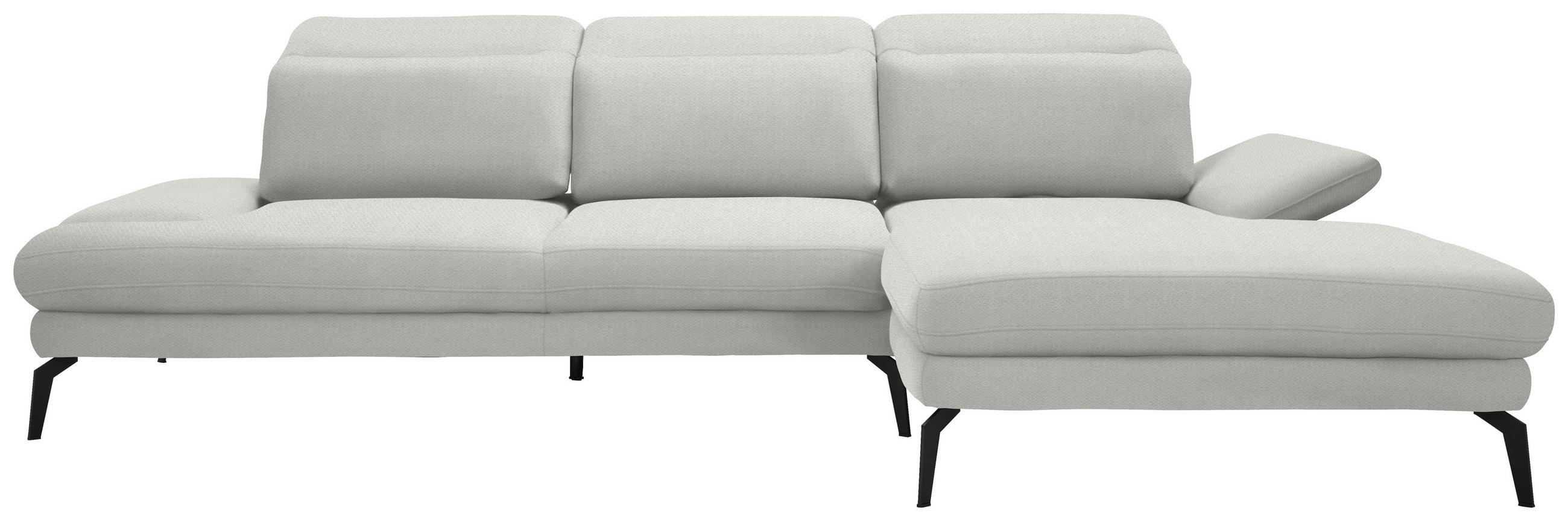 ECKSOFA in Chenille Grauweiss  - Schwarz/Grauweiss, Design, Textil/Metall (289/180cm) - Stylife