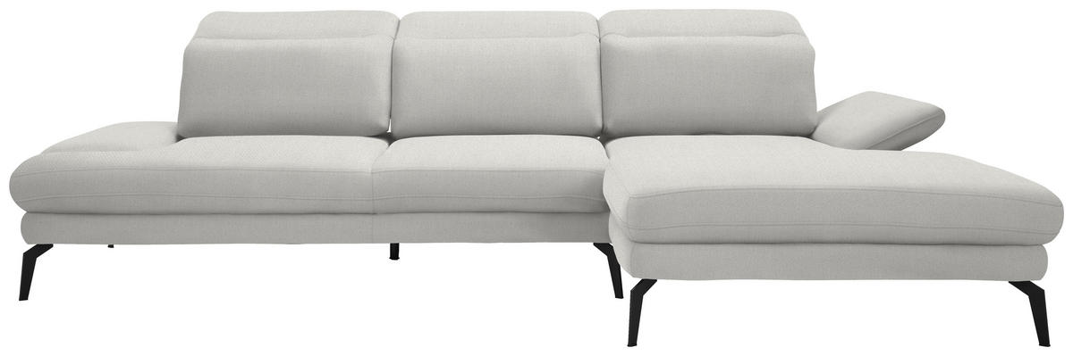 ECKSOFA Grauweiß Chenille  - Grauweiß/Schwarz, Design, Textil/Metall (289/180cm) - Stylife