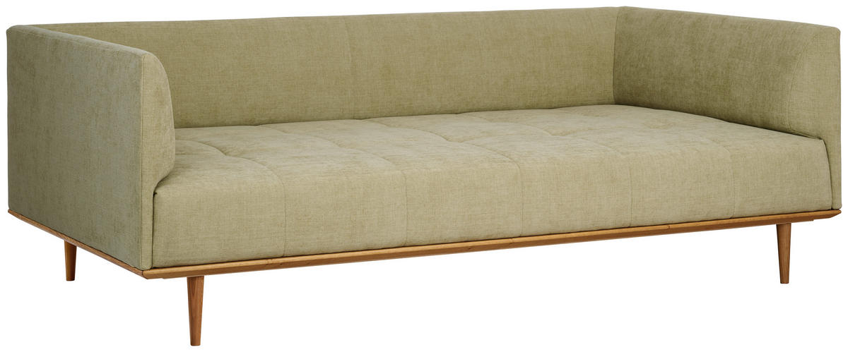 BIGSOFA  in Flachgewebe Grün  - Eichefarben/Grün, Design, Holz/Textil (220/77/120cm) - Joka