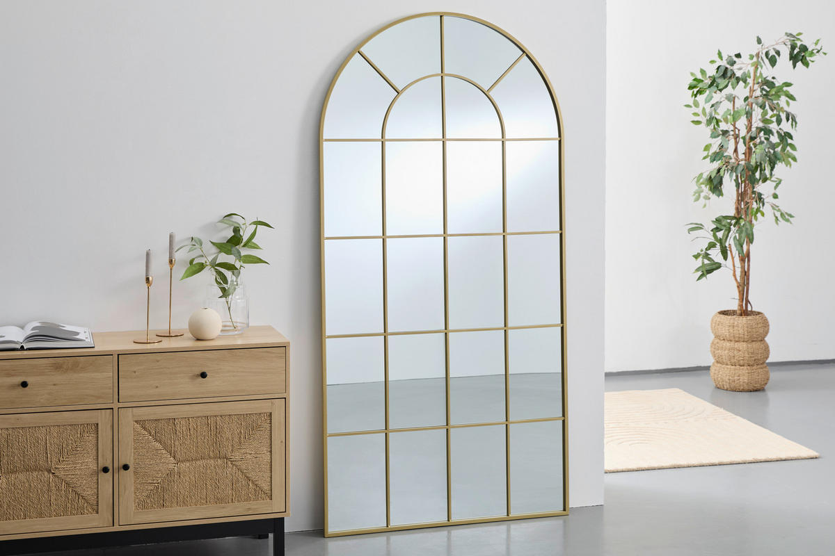 WANDSPIEGEL 100/200/2,5 cm    in Freiform  - Goldfarben, LIFESTYLE, Glas/Holzwerkstoff (100/200/2,5cm) - Landscape