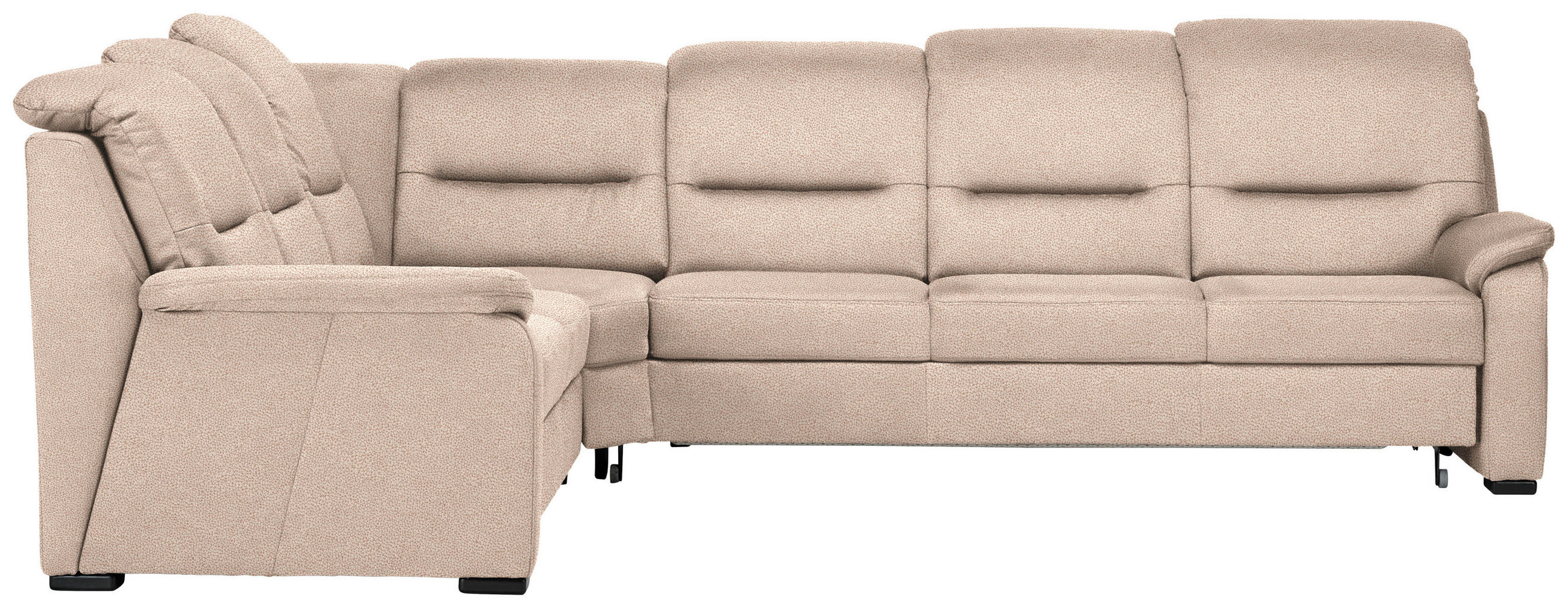 ECKSOFA in Mikrofaser Beige  245/303 cm  - Beige/Schwarz, KONVENTIONELL, Holz/Textil (245/303cm) - Beldomo Comfort