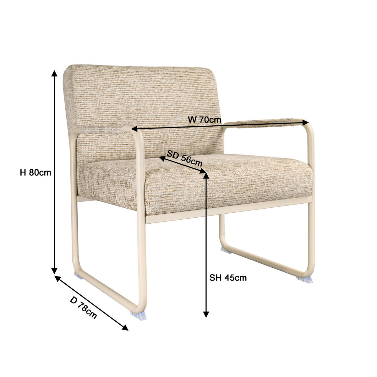 SESSEL in Webstoff Graubraun  - Graubraun, Design, Textil/Metall (70/80/78cm) - Carryhome