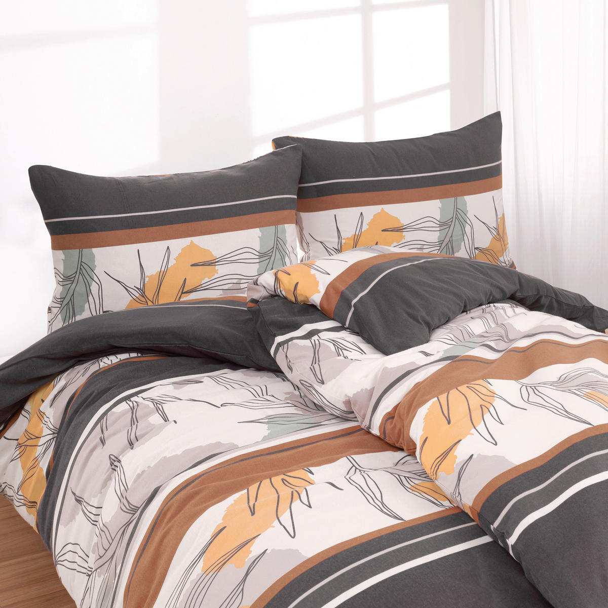 BETTWÄSCHE 2-teilig Flanell 135/200 cm  - Grau, Design, Textil (135/200cm) - Florella