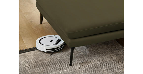 ECKSOFA in Echtleder Olivgrün 180/310 cm - Schwarz/Olivgrün, Design, Leder/Metall (180/310cm) - Dieter Knoll