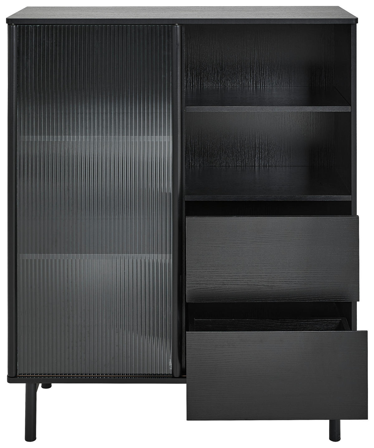 Highboard Nordic  in 100/120/40 cm  - Schwarz, Design, Glas/Holz (100/120/40cm) - MID.YOU