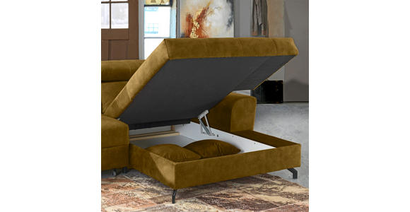 ECKSOFA in Velours Gelb, Grün  - Gelb/Schwarz, Design, Textil/Metall (267/181cm) - Carryhome