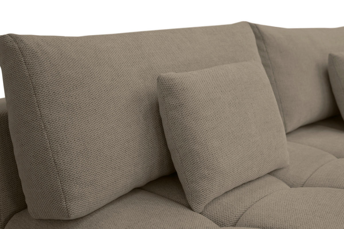 BOXSPRINGSOFA in Chenille Beige  - Beige/Schwarz, MODERN, Kunststoff/Textil (210/72/105cm) - Cantus