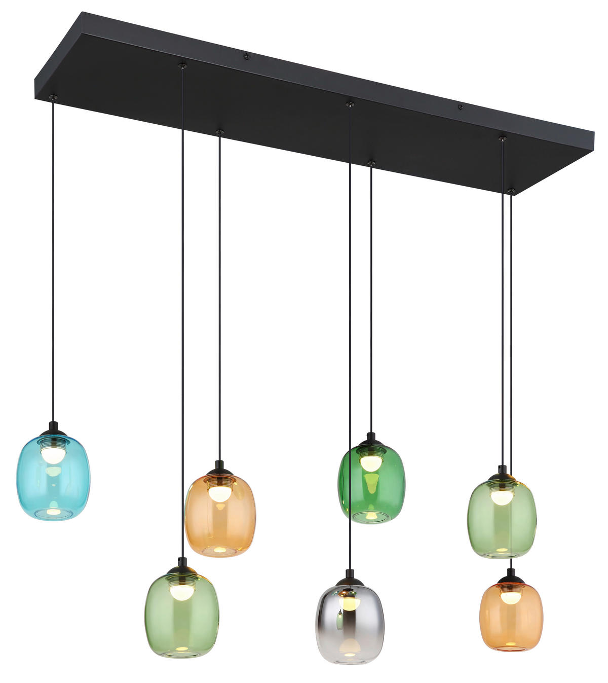 LED-HÄNGELEUCHTE MINARA 102/32/150 cm   - Blau/Dunkelgrün, LIFESTYLE, Glas/Kunststoff (102/32/150cm)