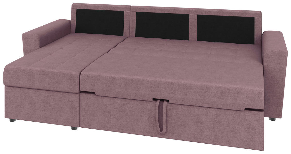 ECKSOFA TERMOLI in Jacquard Rosa  155/231 cm  - Schwarz/Rosa, Design, Kunststoff/Textil (155/231cm) - MID.YOU