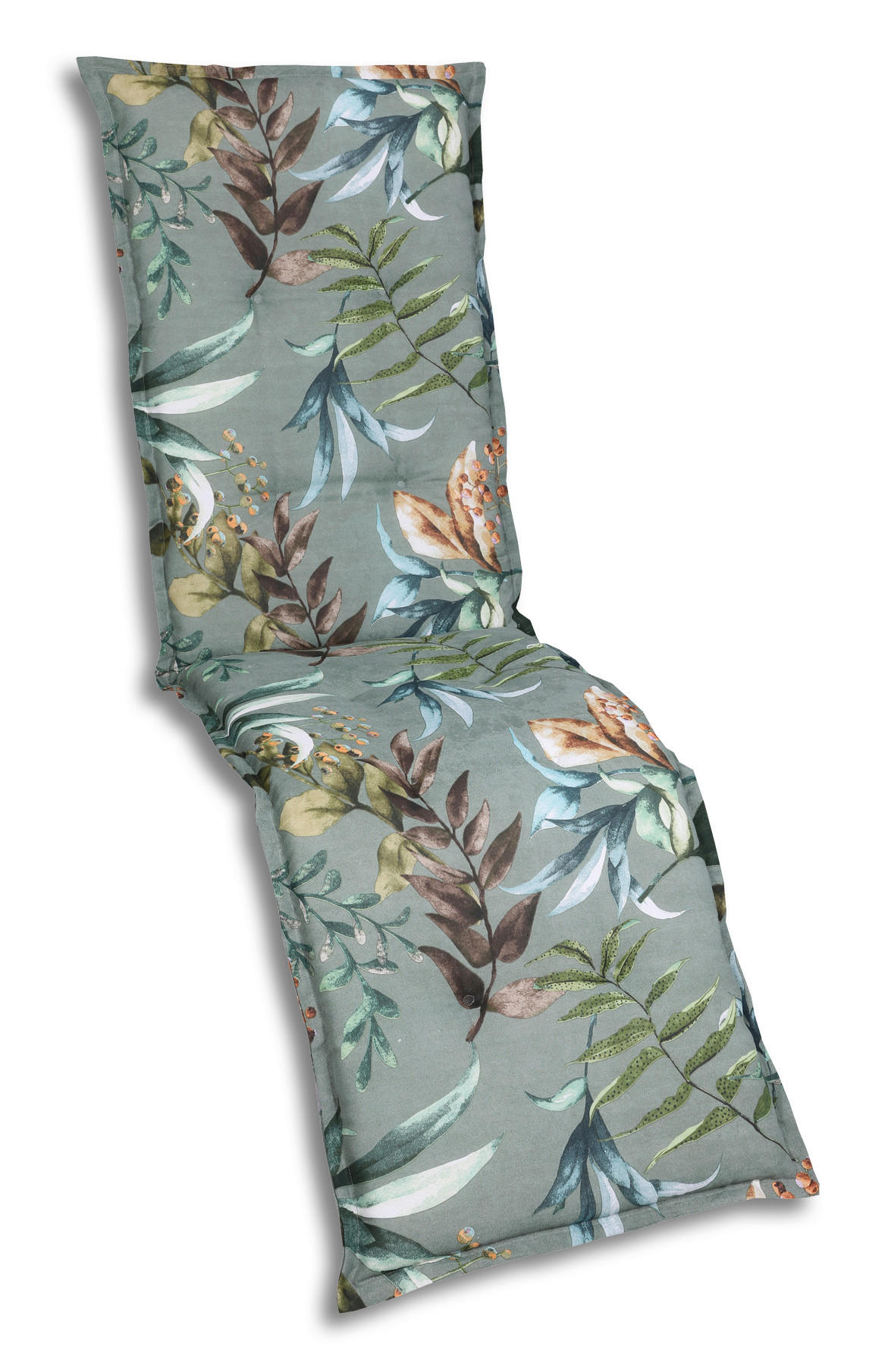 RELAXSESSELAUFLAGE in Braun, Grau, Grün, Graublau Blätter  - Graublau/Braun, Basics, Textil (50/7/170cm)