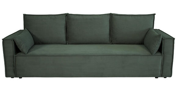 SCHLAFSOFA  mit Rücken echt, Armteil links, Armteil rechts Cord Dunkelgrün  - Dunkelgrün/Schwarz, Design, Textil (232/85/92cm) - Xora