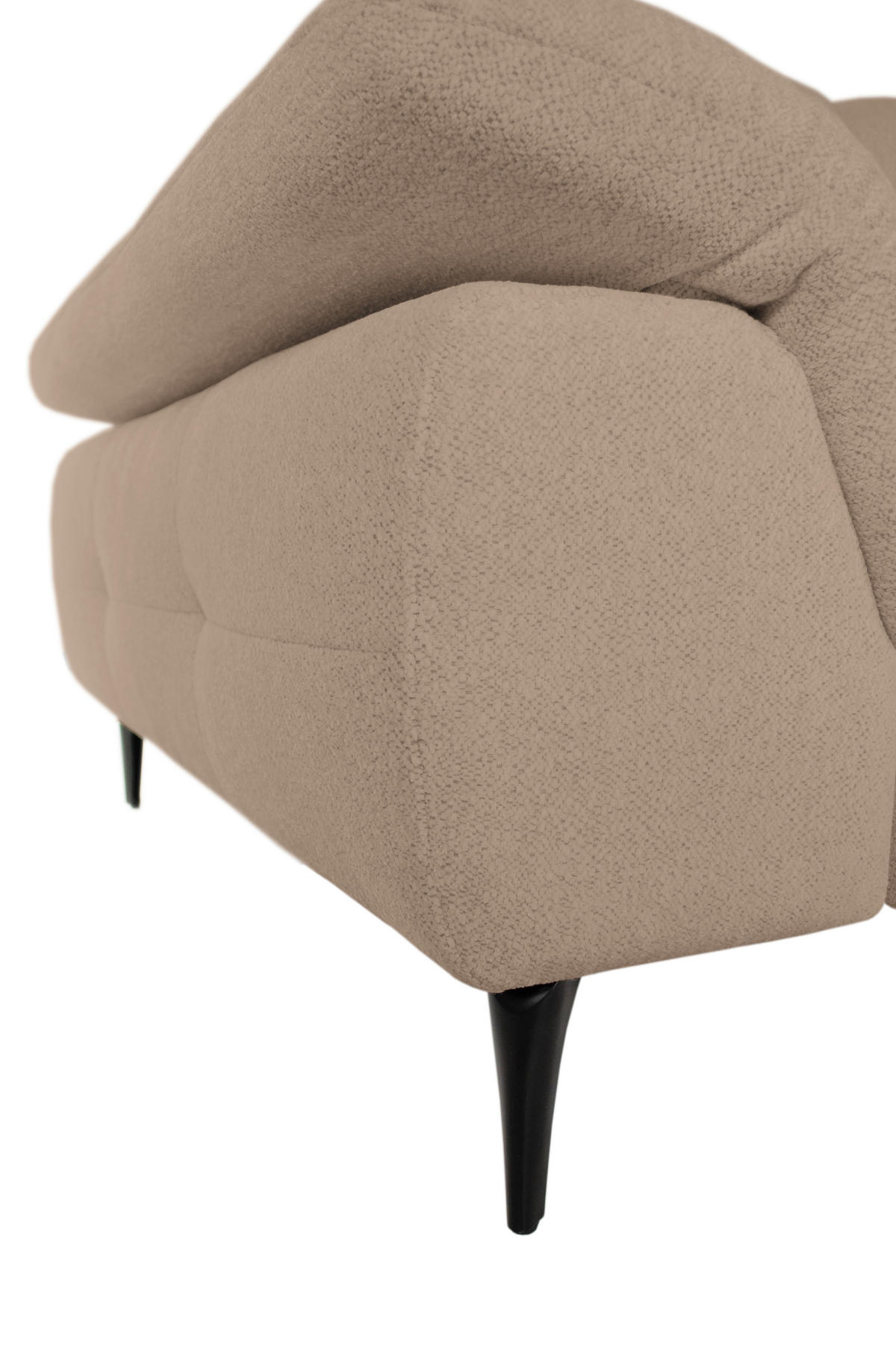 ECKSOFA ALMA in Chenille Beige  285/191 cm  - Beige/Schwarz, Design, Textil/Metall (285/191cm) - Livetastic