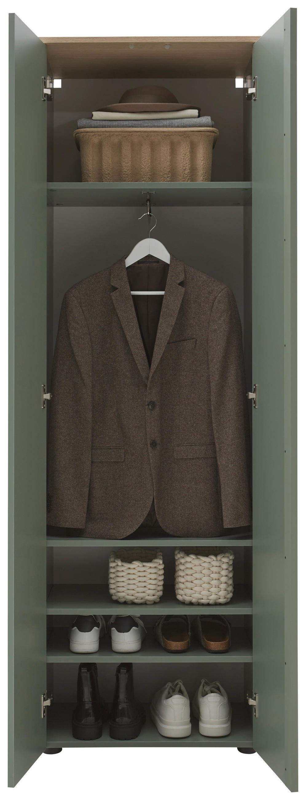 GARDEROBENSCHRANK  in 60,2/191,6/38 cm  - Eichefarben/Schwarz, Design, Holzwerkstoff/Kunststoff (60,2/191,6/38cm) - Voleo