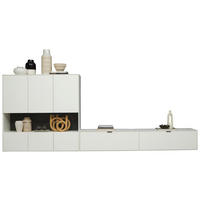 WOHNWAND  Weiss 348,8/136,3/37,1 cm  - Weiss/Schwarz, Design, Glas/Keramik (348,8/136,3/37,1cm) - Dieter Knoll