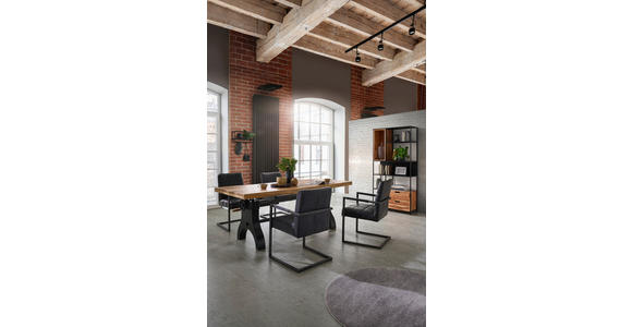 ESSTISCH - Schwarz/Naturfarben, Trend, Holz/Metall (200/90/77,5-93cm) - Ambia Home