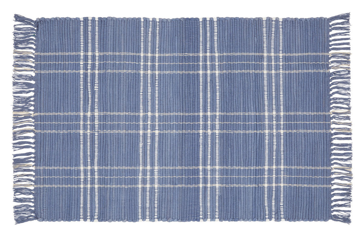 RUČNĚ TKANÝ KOBEREC, 60/90 cm, modrá - modrá, Basics, textil (60/90cm) - Boxxx