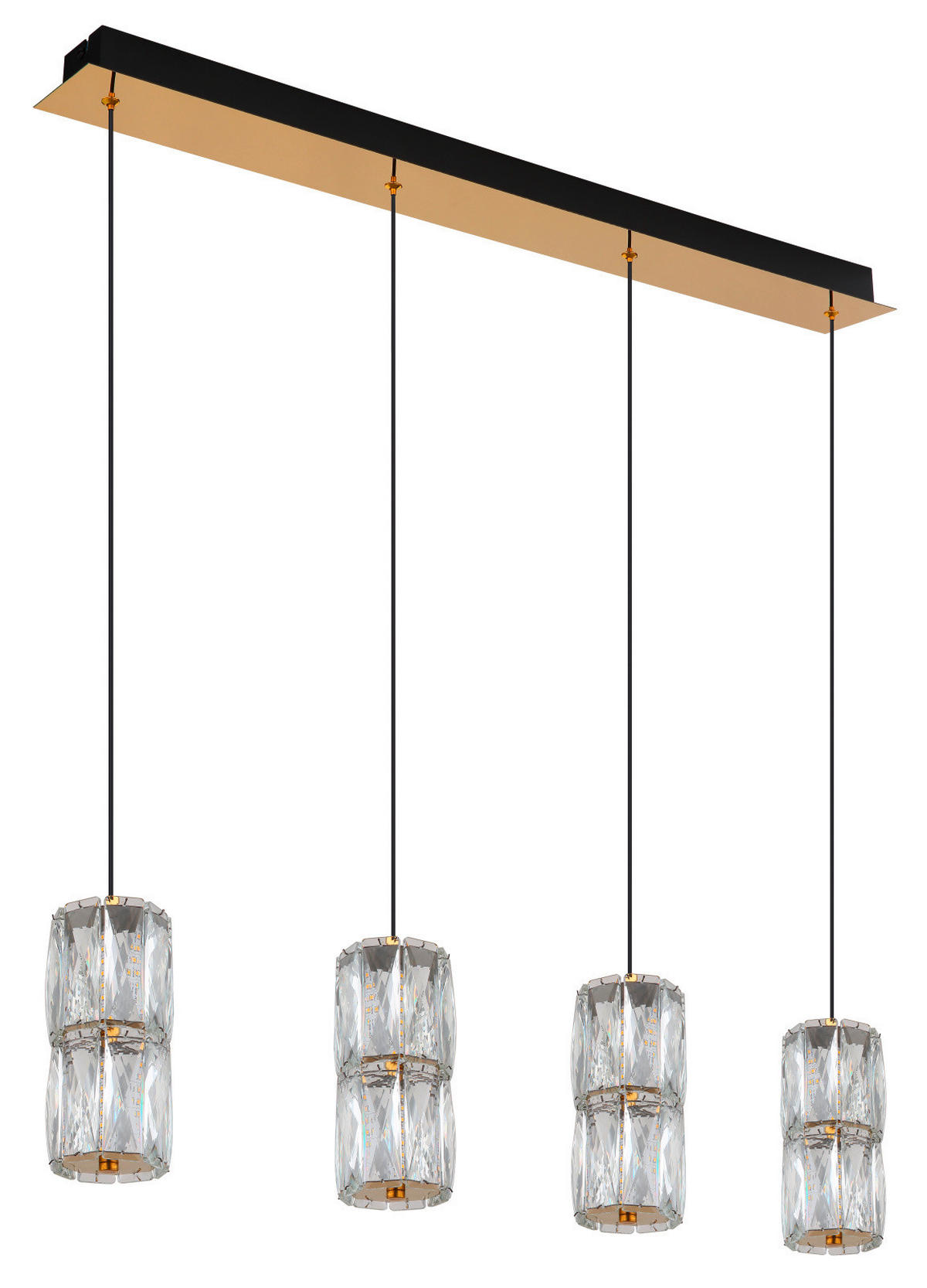 LED-HÄNGELEUCHTE 84.5/9.5/150 cm  - Goldfarben/Schwarz, Design, Glas/Kunststoff (84.5/9.5/150cm) - Globo