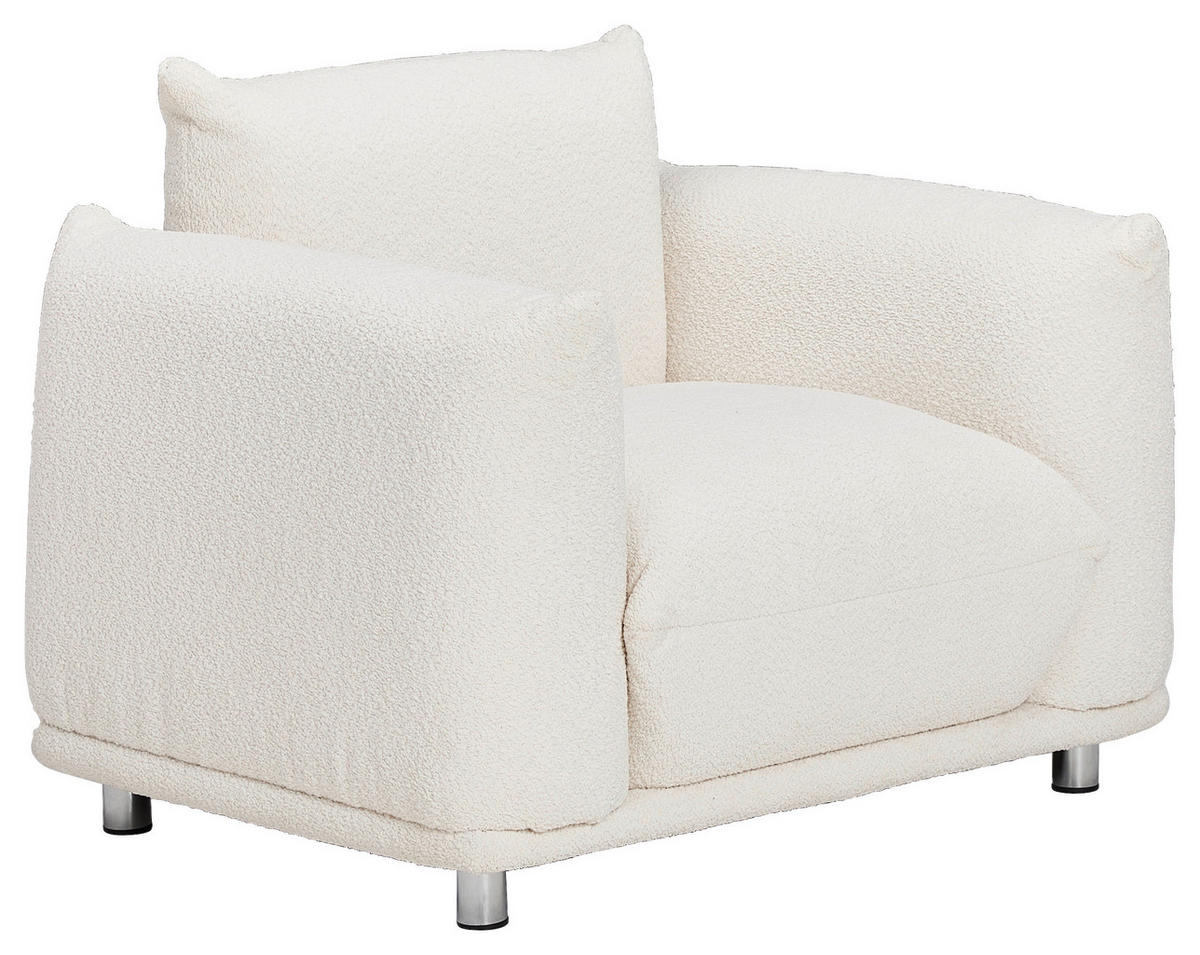 SEDACIA ZOSTAVA, textil, biela - biela/strieborná, Trend, kov/textil (218/103/75/87cm) - Livetastic