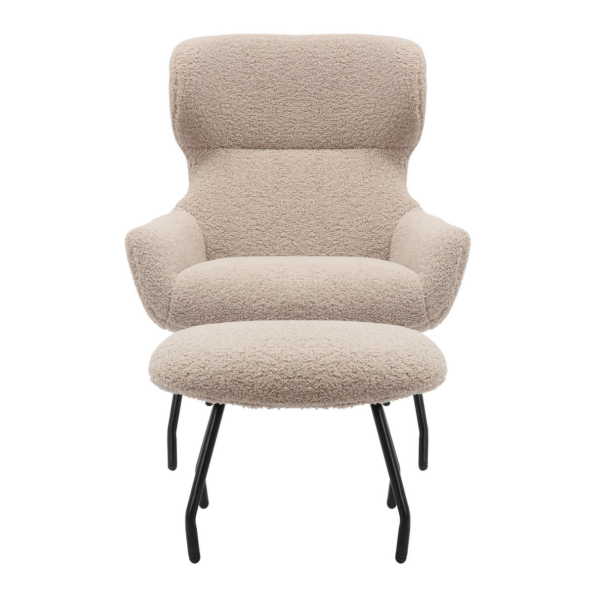 SESSELSET in Teddystoff Taupe  - Taupe/Schwarz, MODERN, Textil/Metall (79/103/82cm) - Livetastic