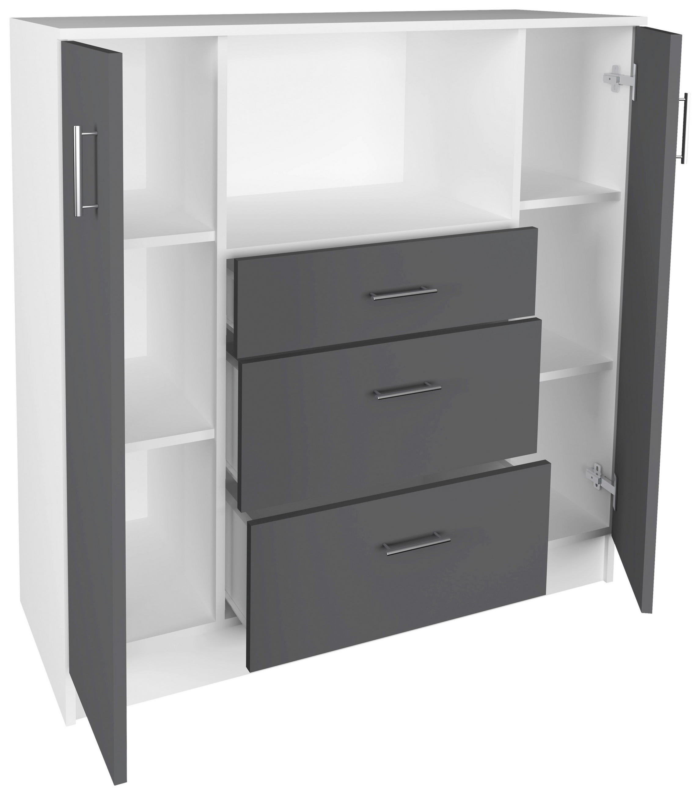 BUFFET 109/110/40 cm  in Anthrazit, Weiß  - Anthrazit/Alufarben, Design, Holzwerkstoff/Metall (109/110/40cm) - MID.YOU