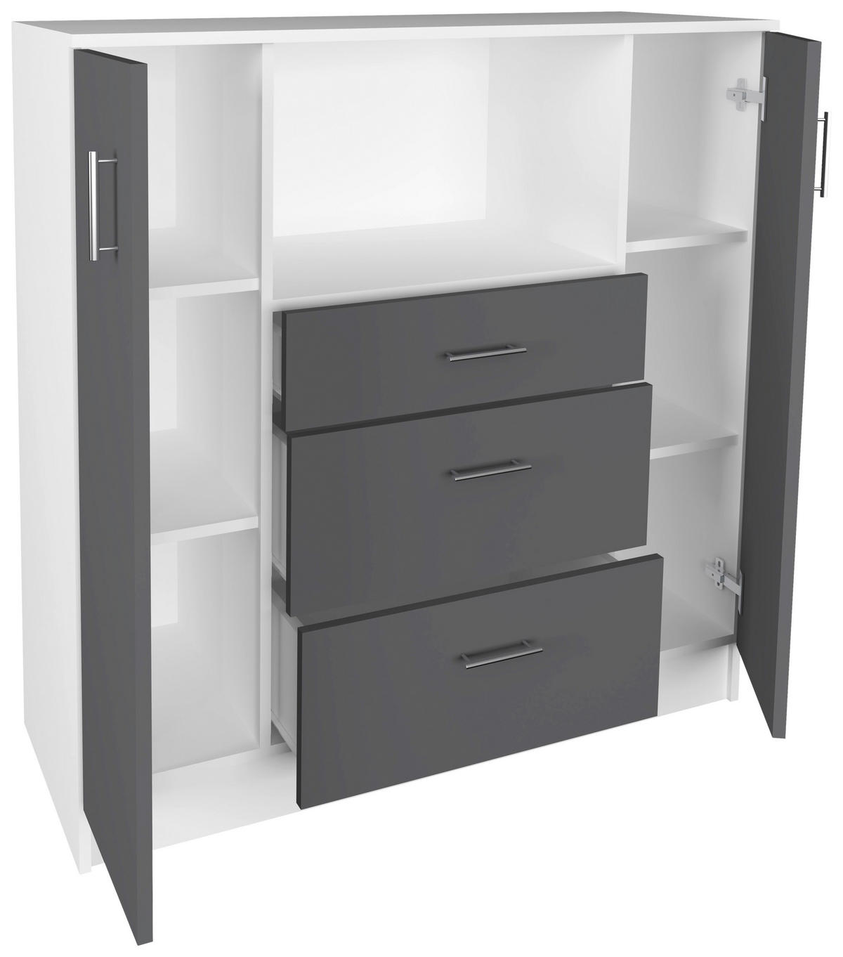 BUFFET 109/110/40 cm  in  - Weiss/Anthrazit, Design, Holzwerkstoff/Metall (109/110/40cm) - MID.YOU